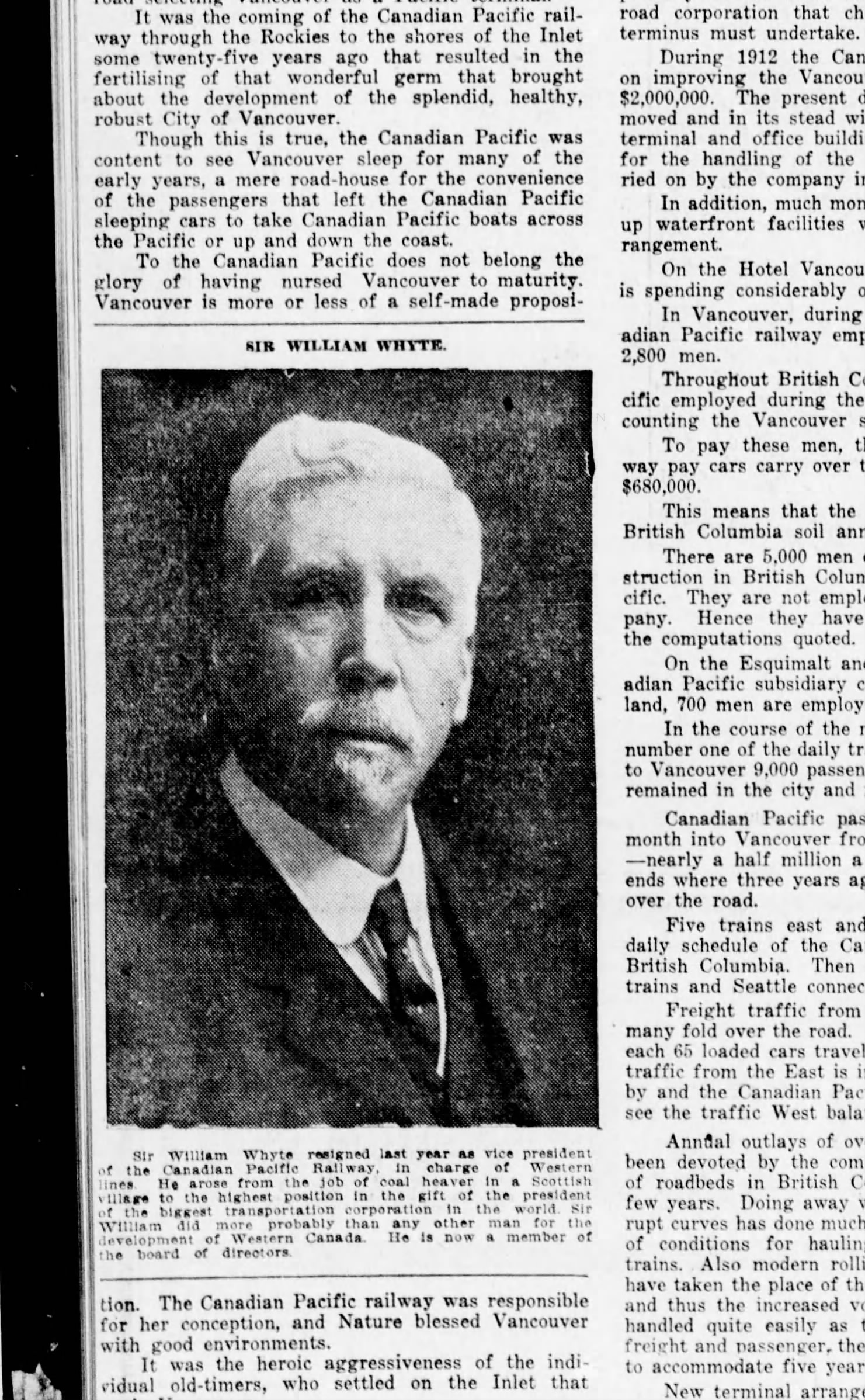 Newspaper scan: Vancouver's growth and the railway