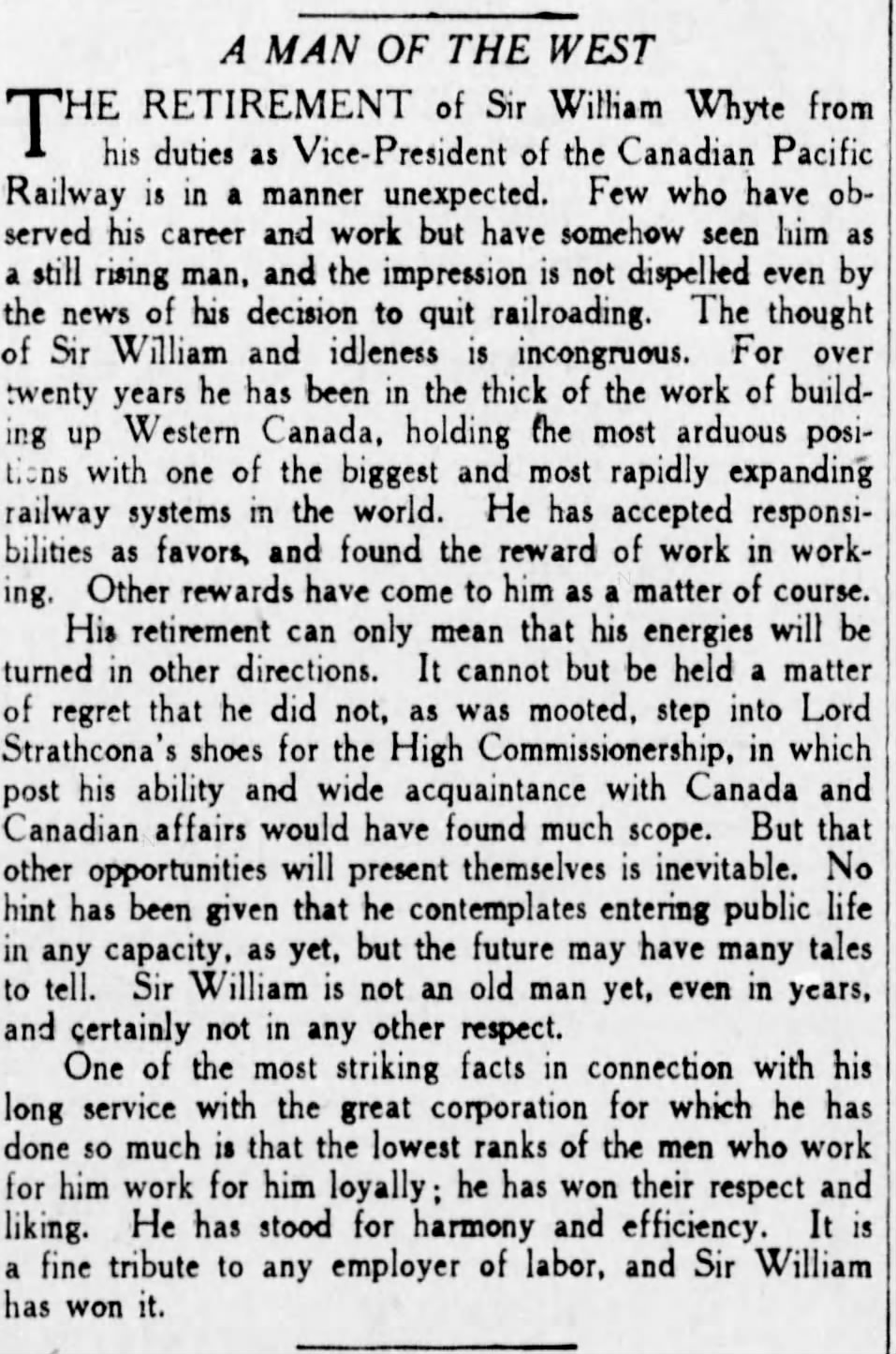 Newspaper scan: A Man of the West