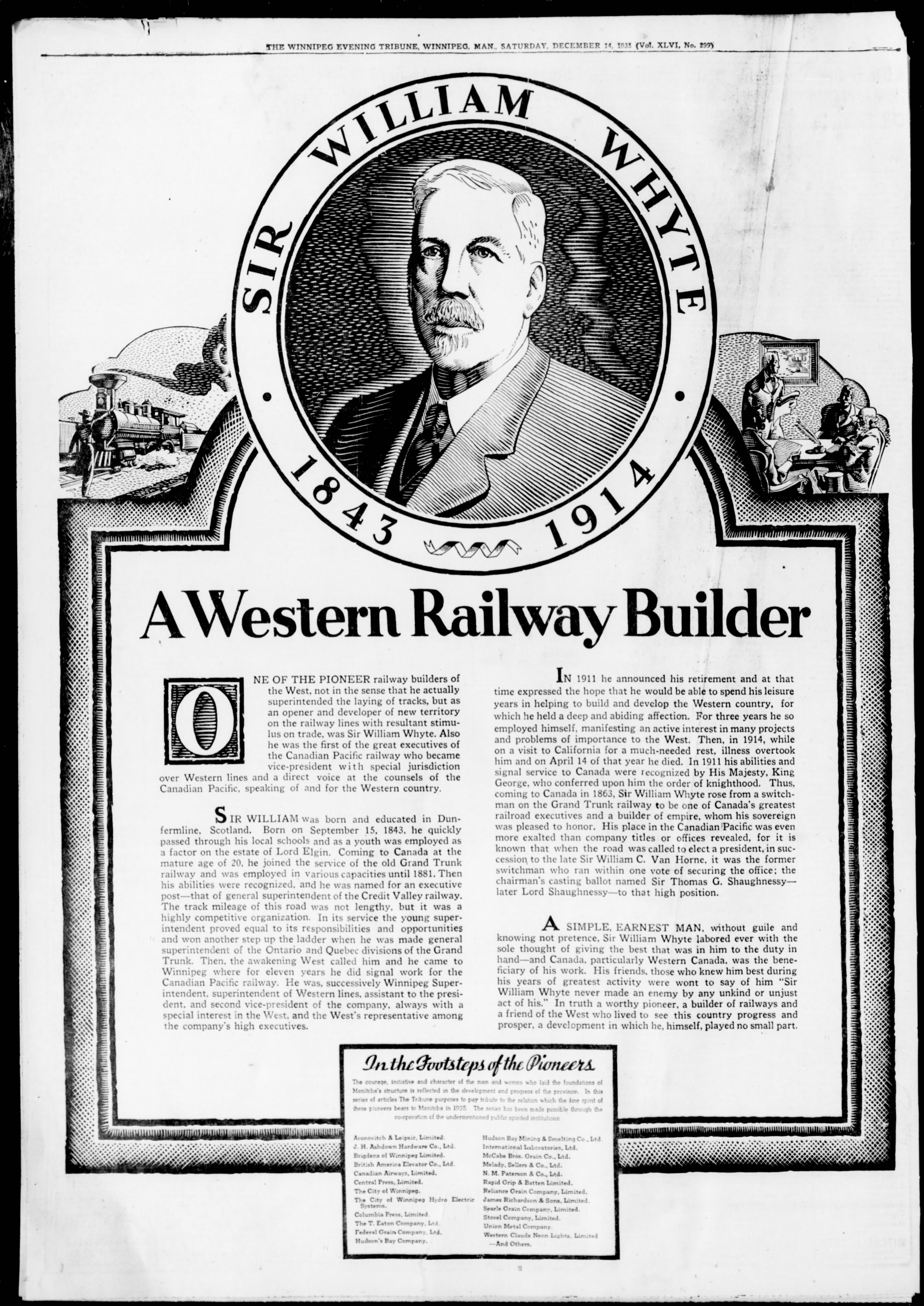 Newspaper scan: A Western Railway Builder