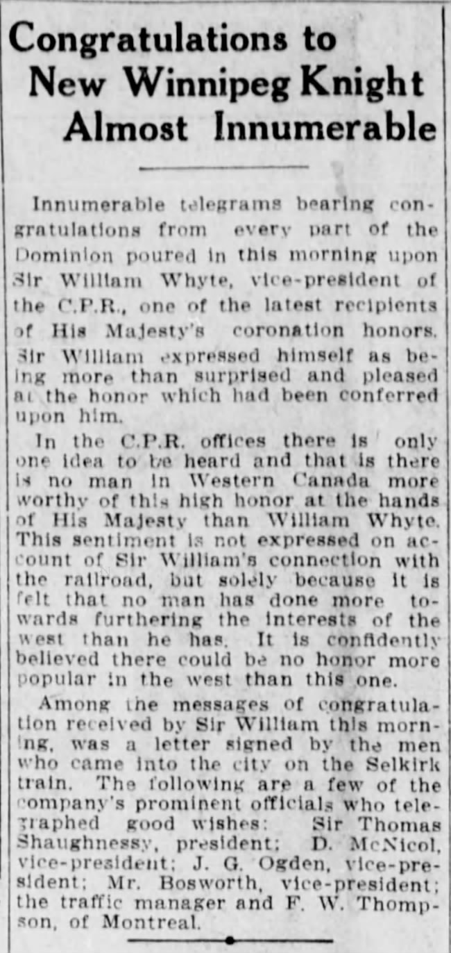 Newspaper scan: Congratulations on his knighthood