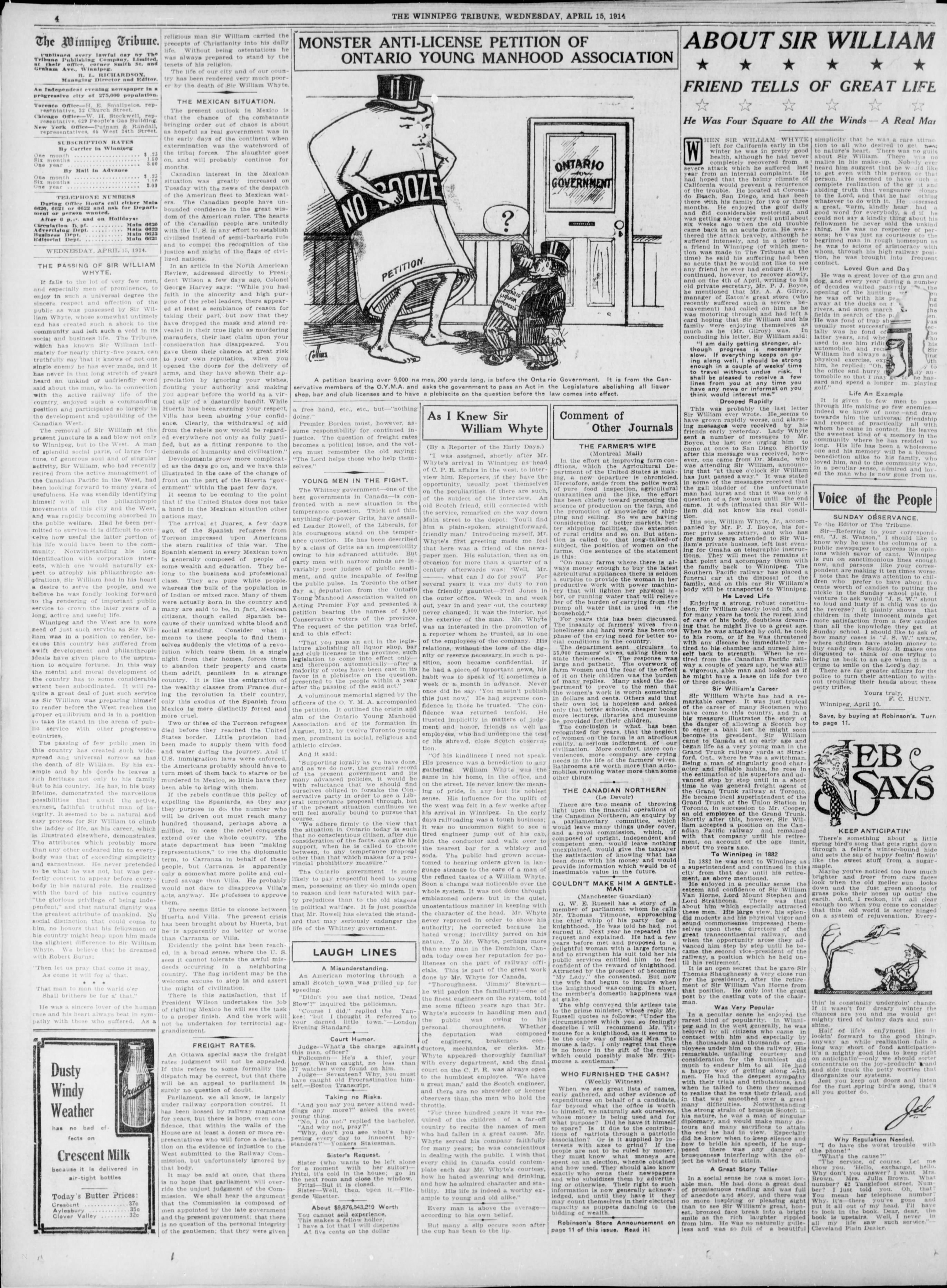 Newspaper scan: About Sir William: the casting-vote account