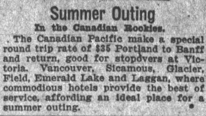 Newspaper scan: A summer outing by Canadian Pacific