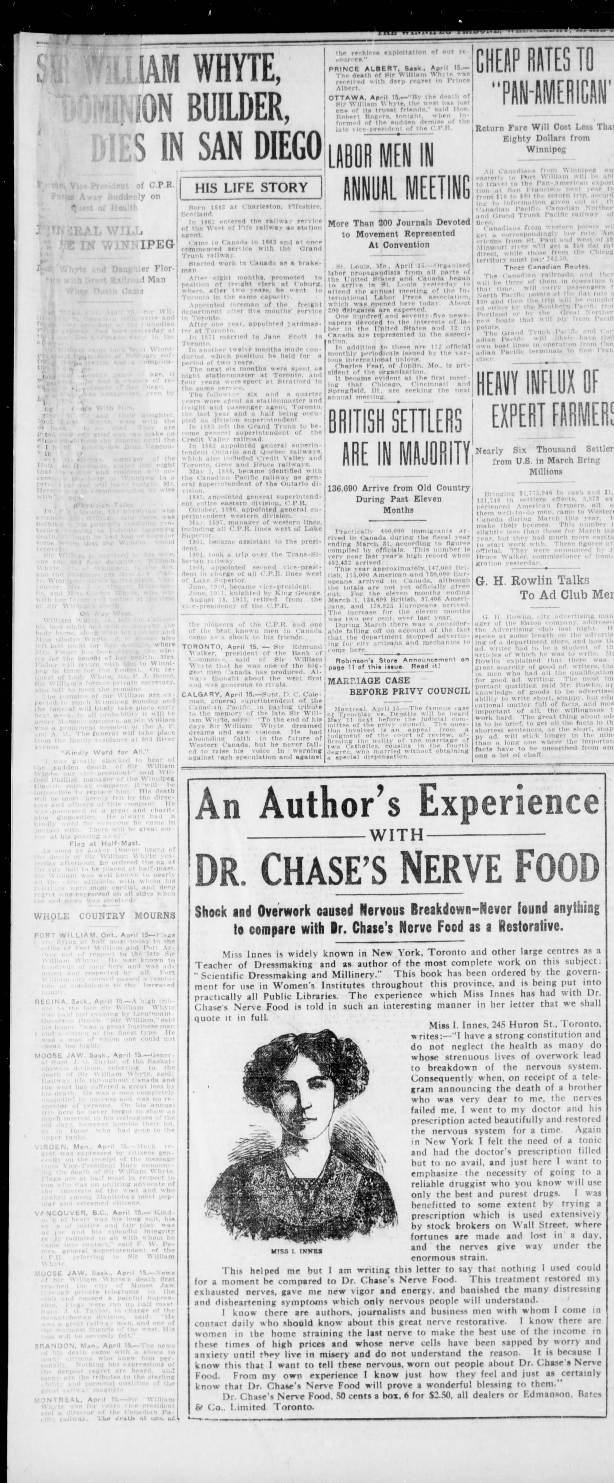 Newspaper scan: A career remembered at his death