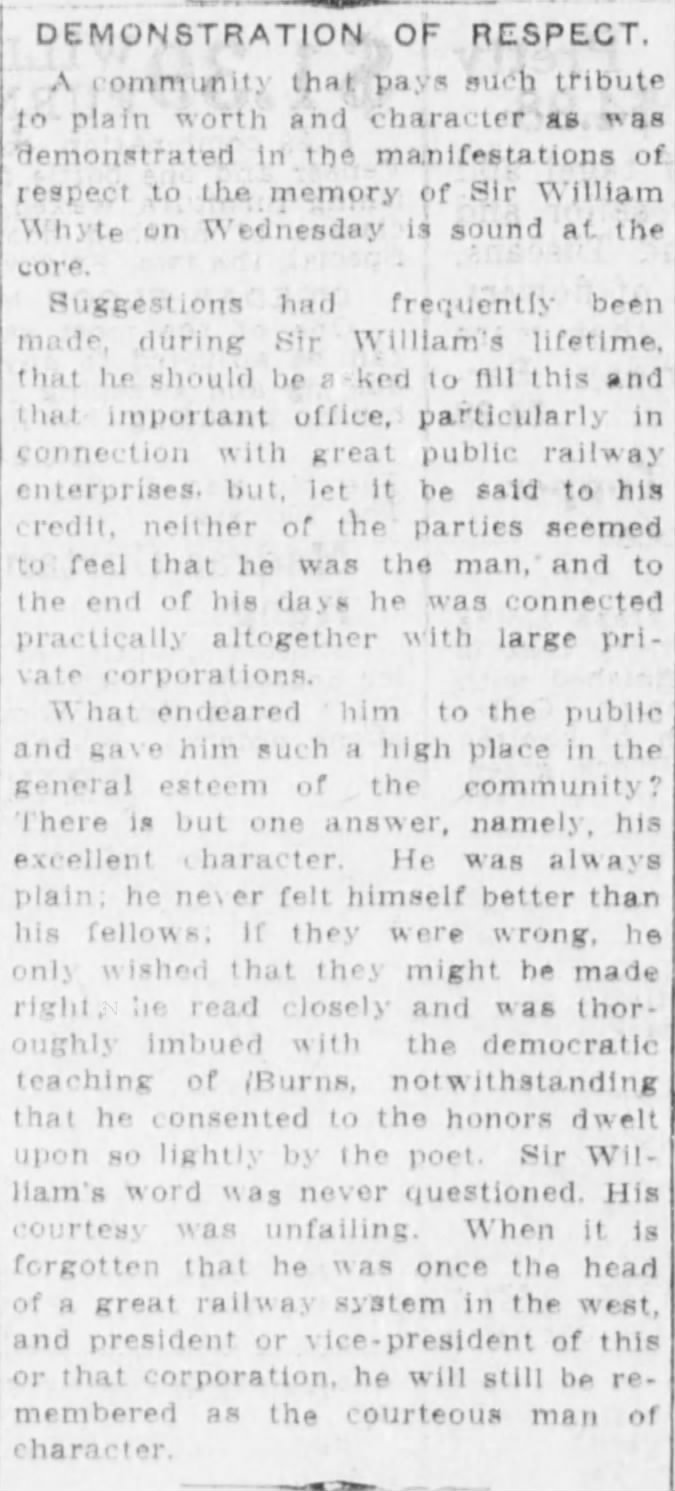 Newspaper scan: A demonstration of respect