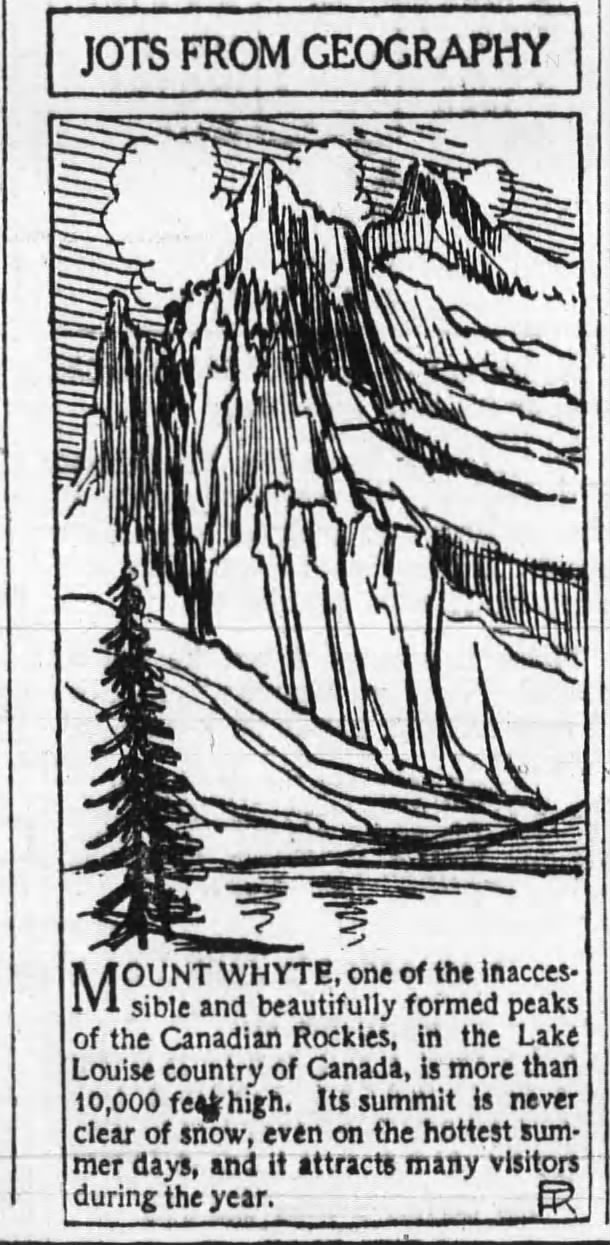 Newspaper scan: Mount Whyte in an American newspaper