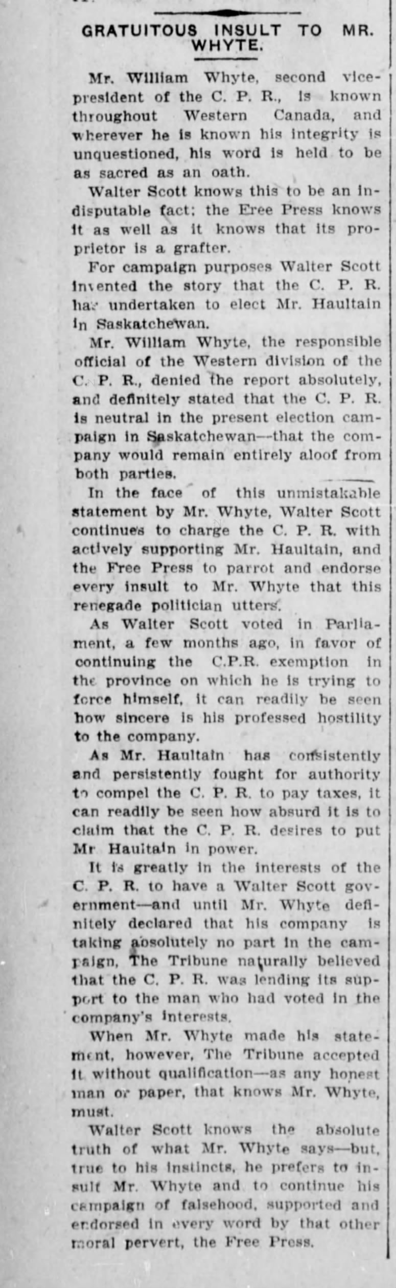 Newspaper scan: A partisan defence of Whyte