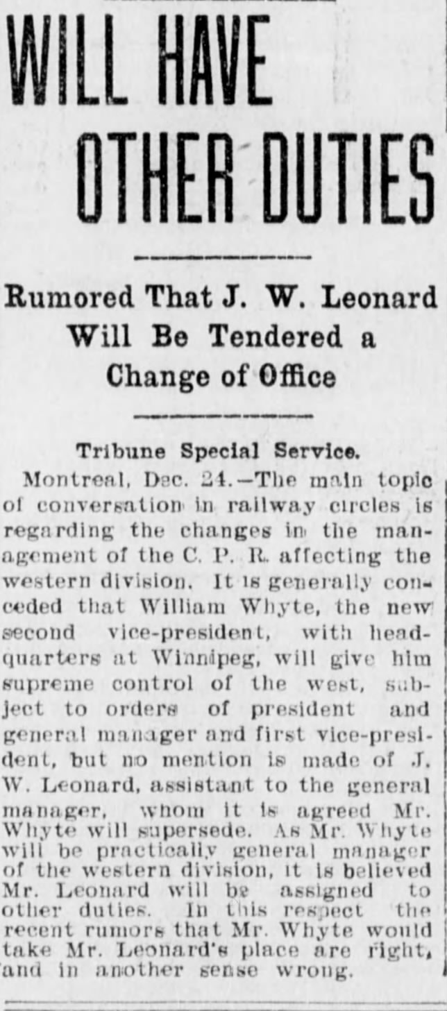 Newspaper scan: Other duties after the appointment