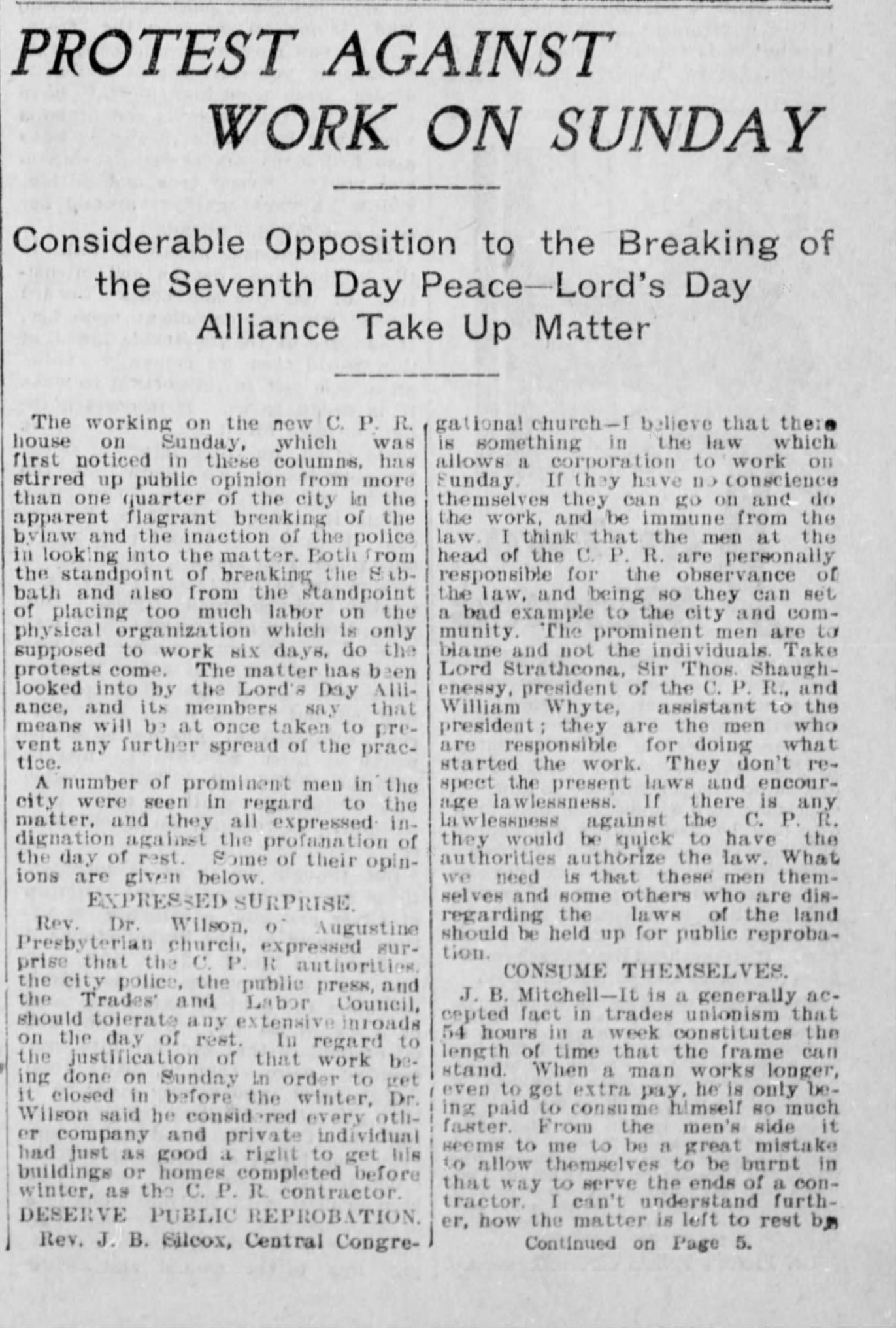 Newspaper scan: A protest over Sunday railway work