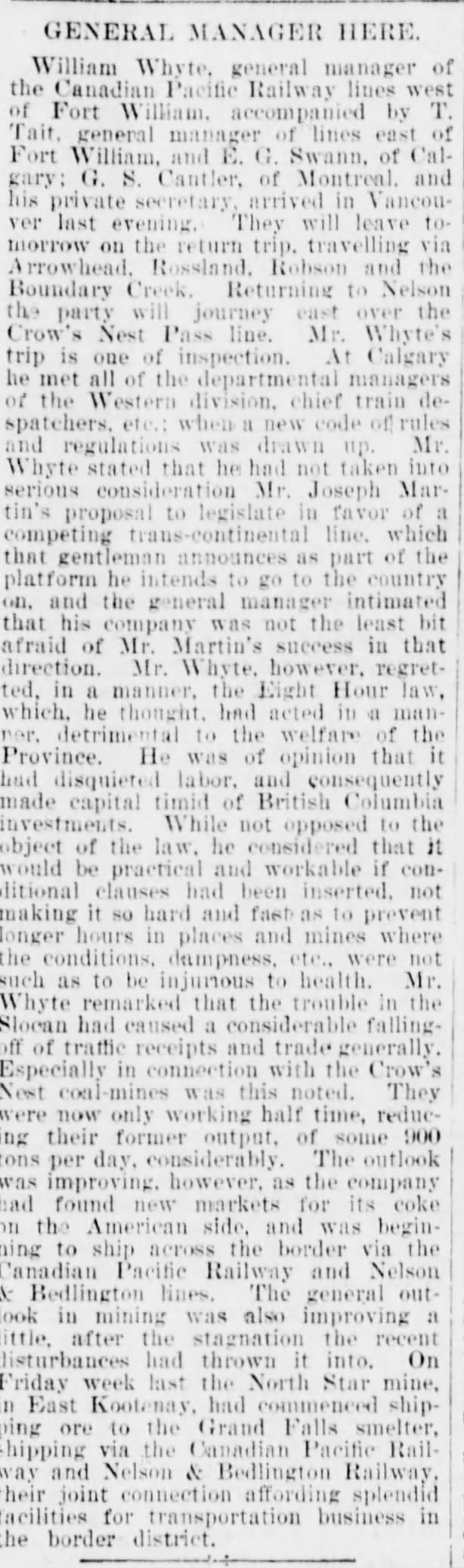Newspaper scan: An inspection trip and the eight-hour law